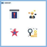 Group of 4 Flat Icons Signs and Symbols for contact star web sms flag Editable Vector Design Elements