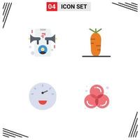 Modern Set of 4 Flat Icons Pictograph of ad speed online vegetables circle Editable Vector Design Elements