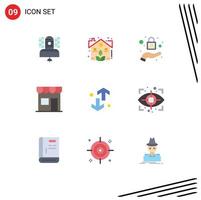 valores vector icono paquete de 9 9 línea señales y símbolos para dirección Al por menor real mercado edificio editable vector diseño elementos