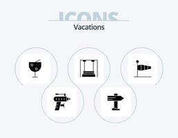 Vacations Glyph Icon Pack 5 Icon Design. kids . childhood . pointer. amusement . juice glass vector