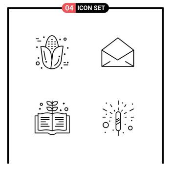 pictograma conjunto de 4 4 sencillo línea de relleno plano colores de otoño educación acción de gracias mensaje petardo editable vector diseño elementos