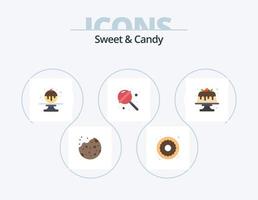 Sweet And Candy Flat Icon Pack 5 Icon Design. dessert. bakery. sweet. sweets. lollipop vector