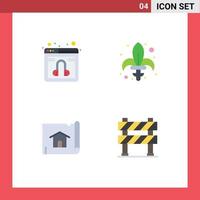 Set of 4 Modern UI Icons Symbols Signs for chat building service mardi map Editable Vector Design Elements