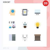 User Interface Pack of 9 Basic Flat Colors of food frappe screen programmer develop Editable Vector Design Elements