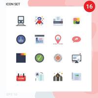 Group of 16 Modern Flat Colors Set for basic solution ribbon planning management Editable Pack of Creative Vector Design Elements