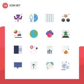 Flat Color Pack of 16 Universal Symbols of analysis objects staff development coding Editable Pack of Creative Vector Design Elements