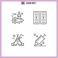 4 Universal Filledline Flat Colors Set for Web and Mobile Applications setting camp user hosting color Editable Vector Design Elements