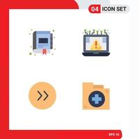 Set of 4 Vector Flat Icons on Grid for book security marketing crime circle Editable Vector Design Elements