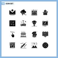 User Interface Pack of 16 Basic Solid Glyphs of person computer announcement business laptop Editable Vector Design Elements