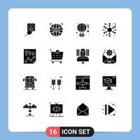 Set of 16 Vector Solid Glyphs on Grid for high winter web design snow send Editable Vector Design Elements