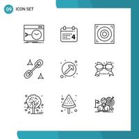 Group of 9 Outlines Signs and Symbols for pointer arrow american seo clip Editable Vector Design Elements