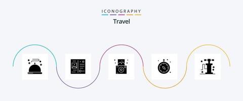 Travel Glyph 5 Icon Pack Including travel. pump. camera. travel. gps vector