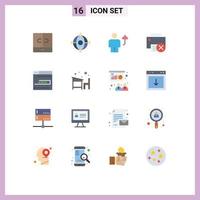 Set of 16 Modern UI Icons Symbols Signs for printer gadget avatar devices umbrella Editable Pack of Creative Vector Design Elements