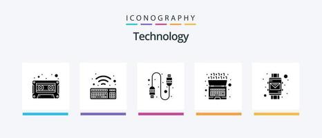 Technology Glyph 5 Icon Pack Including smart watch. envelope. connection. email. code. Creative Icons Design vector