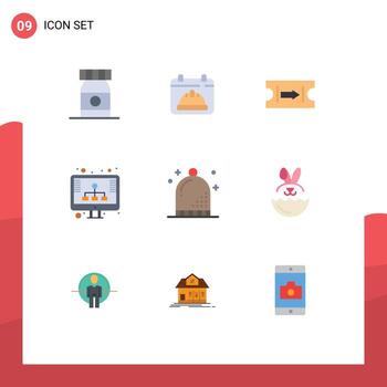 9 9 universal plano colores conjunto para web y móvil aplicaciones fiesta evento flecha celebracion seo editable vector diseño elementos