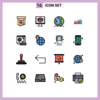 usuario interfaz paquete de dieciséis básico plano color lleno líneas de Progreso grafico tierra diagrama de flujo crecimiento editable creativo vector diseño elementos