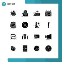 User Interface Pack of 16 Basic Solid Glyphs of accounting audio ceo adjustment mountain Editable Vector Design Elements