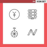 Set of 4 Vector Filledline Flat Colors on Grid for coin circus computing storage crypto Editable Vector Design Elements