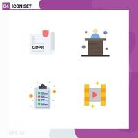 Set of 4 Modern UI Icons Symbols Signs for document check list page marketing list Editable Vector Design Elements