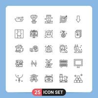 25 User Interface Line Pack of modern Signs and Symbols of closet down bath arrows success Editable Vector Design Elements