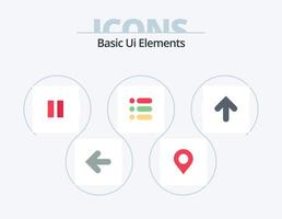 básico ui elementos plano icono paquete 5 5 icono diseño. flecha. escribir. control. texto. lista vector