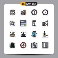 Modern Set of 16 Flat Color Filled Lines Pictograph of zoom search information detail user Editable Creative Vector Design Elements