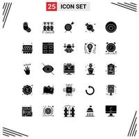 Group of 25 Solid Glyphs Signs and Symbols for jewelry bracelet target accessories watch Editable Vector Design Elements