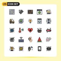 Set of 25 Modern UI Icons Symbols Signs for coins paper security computer type writer Editable Vector Design Elements