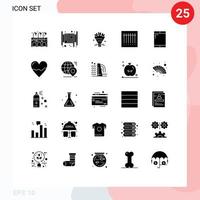 25 User Interface Solid Glyph Pack of modern Signs and Symbols of anatomy devices bouquet cellphone code Editable Vector Design Elements