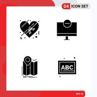 Set of 4 Commercial Solid Glyphs pack for chocolate location computers hardware navigation Editable Vector Design Elements