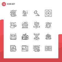 16 User Interface Outline Pack of modern Signs and Symbols of natural gears auction control law Editable Vector Design Elements