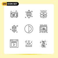 9 Creative Icons Modern Signs and Symbols of science lantern gift festival celebration Editable Vector Design Elements