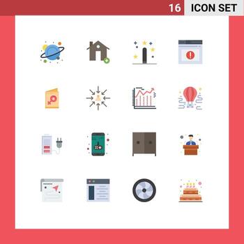 plano color paquete de dieciséis universal símbolos de sitio web alerta nuevo página magia editable paquete de creativo vector diseño elementos