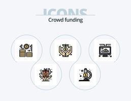 Crowdfunding Line Filled Icon Pack 5 Icon Design. black. growth. money. career. location vector