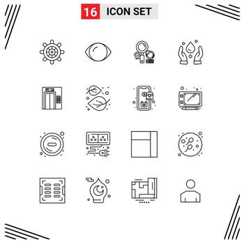 16 Universal Outlines Set for Web and Mobile Applications autumn building location lift environment Editable Vector Design Elements