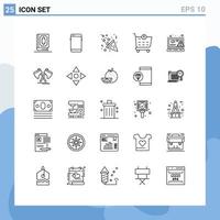 Set of 25 Modern UI Icons Symbols Signs for coding ecommerce huawei checkout heart Editable Vector Design Elements