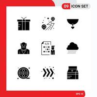 conjunto de 9 9 moderno ui íconos símbolos señales para desarrollo codificación collar tío padre editable vector diseño elementos