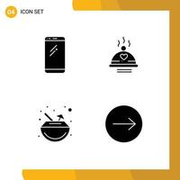 moderno conjunto de sólido glifos pictografía de teléfono enamorado androide comida carnaval editable vector diseño elementos