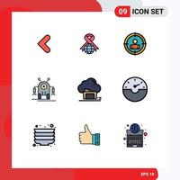 Universal Icon Symbols Group of 9 Modern Filledline Flat Colors of cloud folder focus technology robotic Editable Vector Design Elements