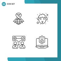 Editable Vector Line Pack of 4 Simple Filledline Flat Colors of care our world lamb team work Editable Vector Design Elements