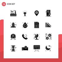 Set of 16 Modern UI Icons Symbols Signs for frontend dollar business pin location Editable Vector Design Elements