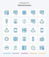 Creative Devices 25 Blue icon pack  Such As electronics. keyboard. chip. hardware. devices vector
