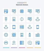 Creative Devices 25 Blue icon pack  Such As electronics. keyboard. chip. hardware. devices vector