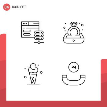 4 4 usuario interfaz línea paquete de moderno señales y símbolos de base de datos crema web anillo cono editable vector diseño elementos