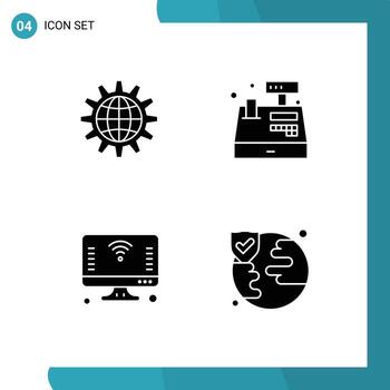 User Interface Solid Glyph Pack of modern Signs and Symbols of global register development world computer Editable Vector Design Elements