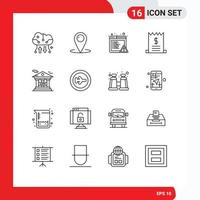 Pack of 16 Modern Outlines Signs and Symbols for Web Print Media such as bank ecommerce help commerce error Editable Vector Design Elements