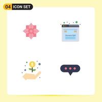 Editable Vector Line Pack of 4 Simple Flat Icons of flower dollar chinese javascript bubble Editable Vector Design Elements