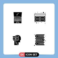 4 User Interface Solid Glyph Pack of modern Signs and Symbols of computer box laptop dollar data Editable Vector Design Elements