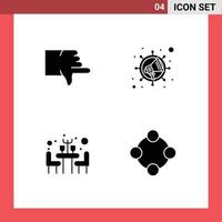 Set of 4 Commercial Solid Glyphs pack for dislike table vote viral baby toy Editable Vector Design Elements