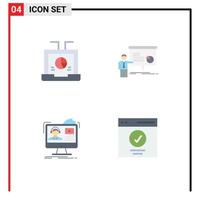 4 Universal Flat Icons Set for Web and Mobile Applications business seminar report meeting video Editable Vector Design Elements